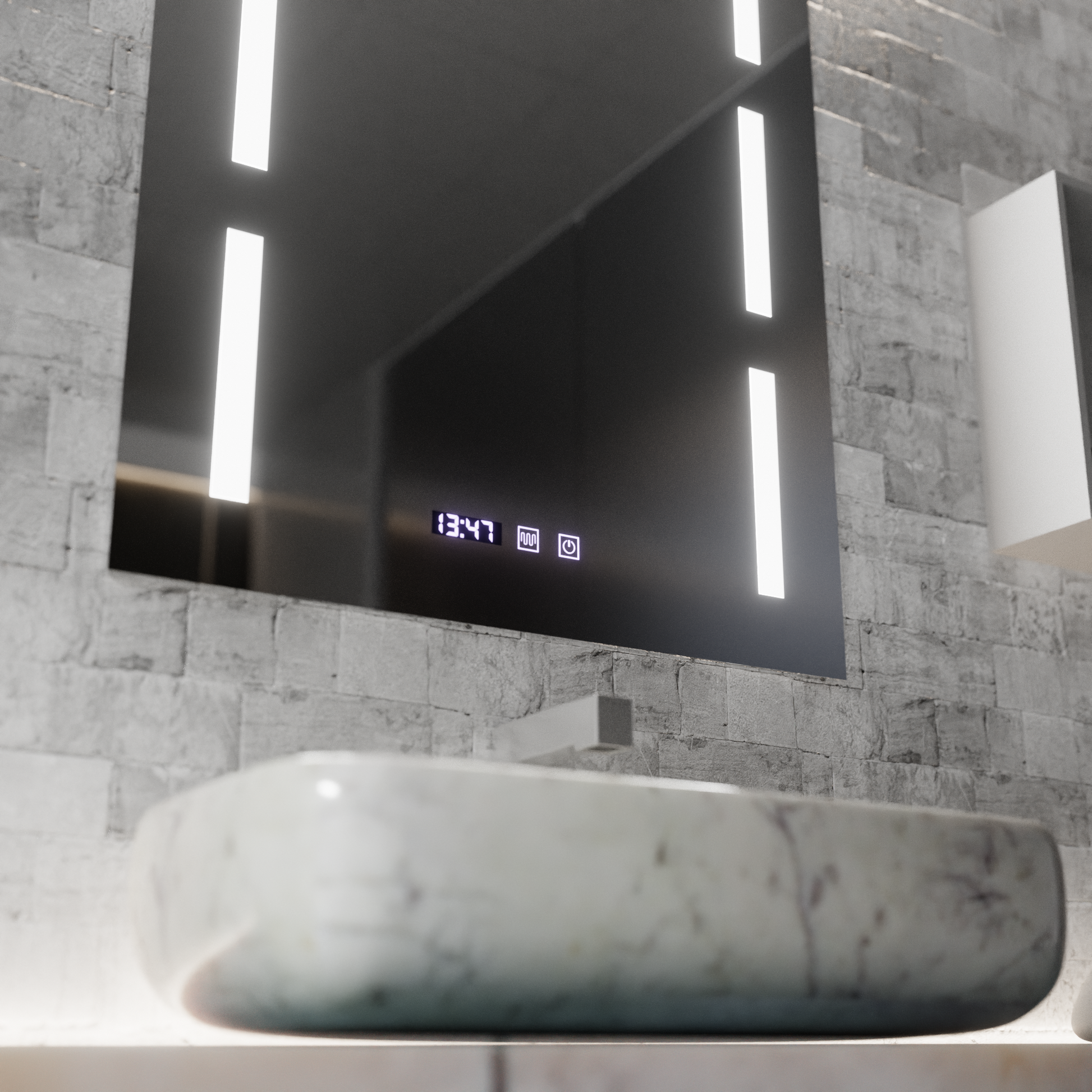 Lustro LED Touch Erich S86/60X80 System odmgławiania, zegar i temperatura 60x80 cm Lustra Korman S Domyślny tytuł Alessandro Design