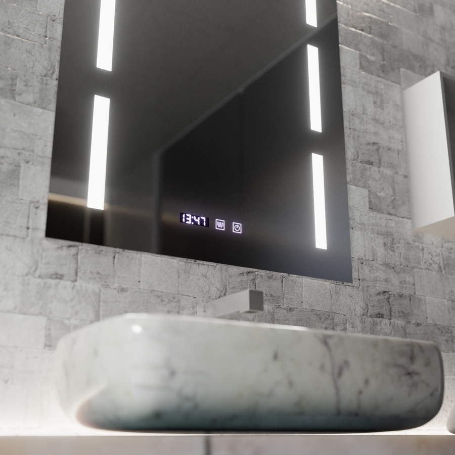 Lustro LED Touch Erich S86/60X80 System odmgławiania, zegar i temperatura 60x80 cm Lustra Korman S Domyślny tytuł Alessandro Design