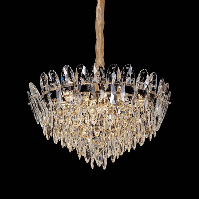 Żyrandol Kryształowy, Magno 11xE14, średnica 60cm, Błyszczące Złoto, Regulowana Wysokość, Metal i Kryształ