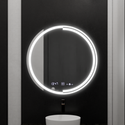 Okrągłe lustro LED, 60 cm, czujnik MotionGlow Consuel Marcello, system odmgławiania, zegar i termometr, przyciemniane lustra Marcello Domyślny tytuł Alessandro Design