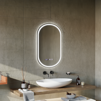 Lustro dotykowe LED ONIRA System przeciwmgielny, zegar i temperatura Lustra 50x80 cm Korman S Domyślny tytuł Alessandro Design