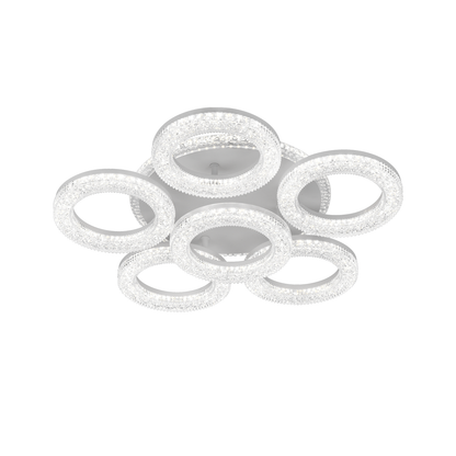 Żyrandol LED FREJA z pilotem, 51cm, 90W, 3000K/4000K/6000K, możliwość przyciemniania, biały, kryształy, 6 kółek Żyrandole LED z pilotem Domyślny tytuł Alessandro Design