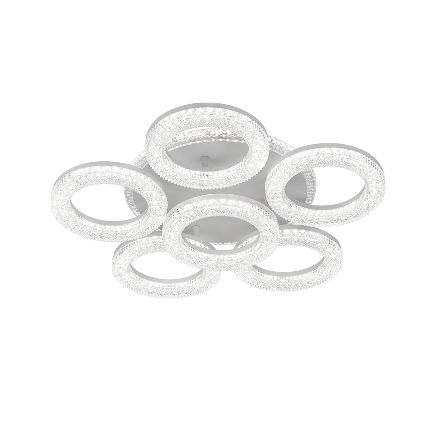 Żyrandol LED FREJA z pilotem, 51cm, 90W, 3000K/4000K/6000K, możliwość przyciemniania, biały, kryształy, 6 kółek Żyrandole LED z pilotem Domyślny tytuł Alessandro Design