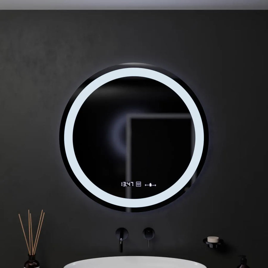 Okrągłe lustro LED, 60 cm, Celeste MotionGlow Marcello, system odmgławiania, zegar i termometr, możliwość przyciemniania, ciepłe, neutralne, zimne światło 3000 K/4000 K/6000 K Marcello Mirrors Domyślny tytuł Alessandro Design