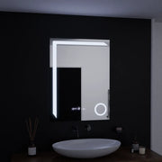 Prostokątne lustro LED, 60x80 cm, Precision MotionGlow Marcello, system usuwania zamglenia, zegar i termometr, lupa kosmetyczna, przyciemniane lustra Marcello Domyślny tytuł Alessandro Design