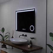 Prostokątne lustro LED, 80x60 cm, Precision MotionGlow Marcello, system usuwania zamglenia, zegar i termometr, lupa kosmetyczna, przyciemniane lustra Marcello Domyślny tytuł Alessandro Design