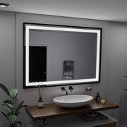Prostokątne lustro LED, 100x65 cm, Verite Majeste Noir Motion Glow Marcello, system odmgławiania, zegar i termometr, przyciemniane lustra Marcello Domyślny tytuł Alessandro Design