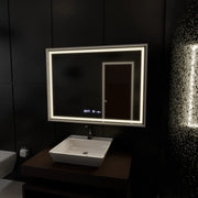 Prostokątne lustro LED, 120x80 cm, Verite Imperial Silver Motion Glow Marcello, system przeciwmgielny, zegar i termometr, przyciemniane lustra Marcello Domyślny tytuł Alessandro Design