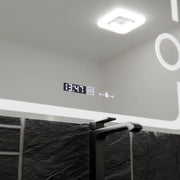 Prostokątne lustro LED, 80x60 cm, Eclat MotionGlow Marcello, system przeciwmgielny, zegar i termometr, lupa kosmetyczna, przyciemniane lustra Marcello Domyślny tytuł Alessandro Design