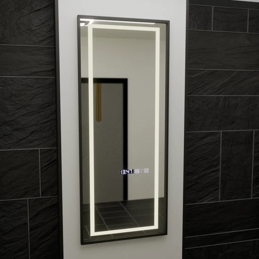 Prostokątne lustro LED, 60x150 cm, czujnik radarowy Bianca Marcello, system odmgławiania, zegar i termometr, Dimabila, lustra Dressing Couture Domyślny tytuł Alessandro Design