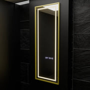 Prostokątne lustro LED, 45x140 cm, czujnik radarowy Elena Marcello, system przeciwmgielny, zegar i termometr, Dimabila, lustra Dressing Couture Domyślny tytuł Alessandro Design