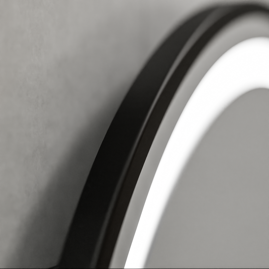 Okrągłe lustro LED, 100 cm, Celeste Majesté Noir MotionGlow Marcello, system przeciwmgielny, zegar i termometr, przyciemniane lustra Marcello Domyślny tytuł Alessandro Design