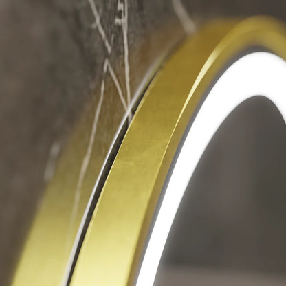 Okrągłe lustro LED, 60 cm, Celeste Royale Gold Eleve MotionGlow Marcello, system przeciwmgielny, zegar i termometr, możliwość przyciemniania, odpinany pasek Marcello Mirrors Domyślny tytuł Alessandro Design