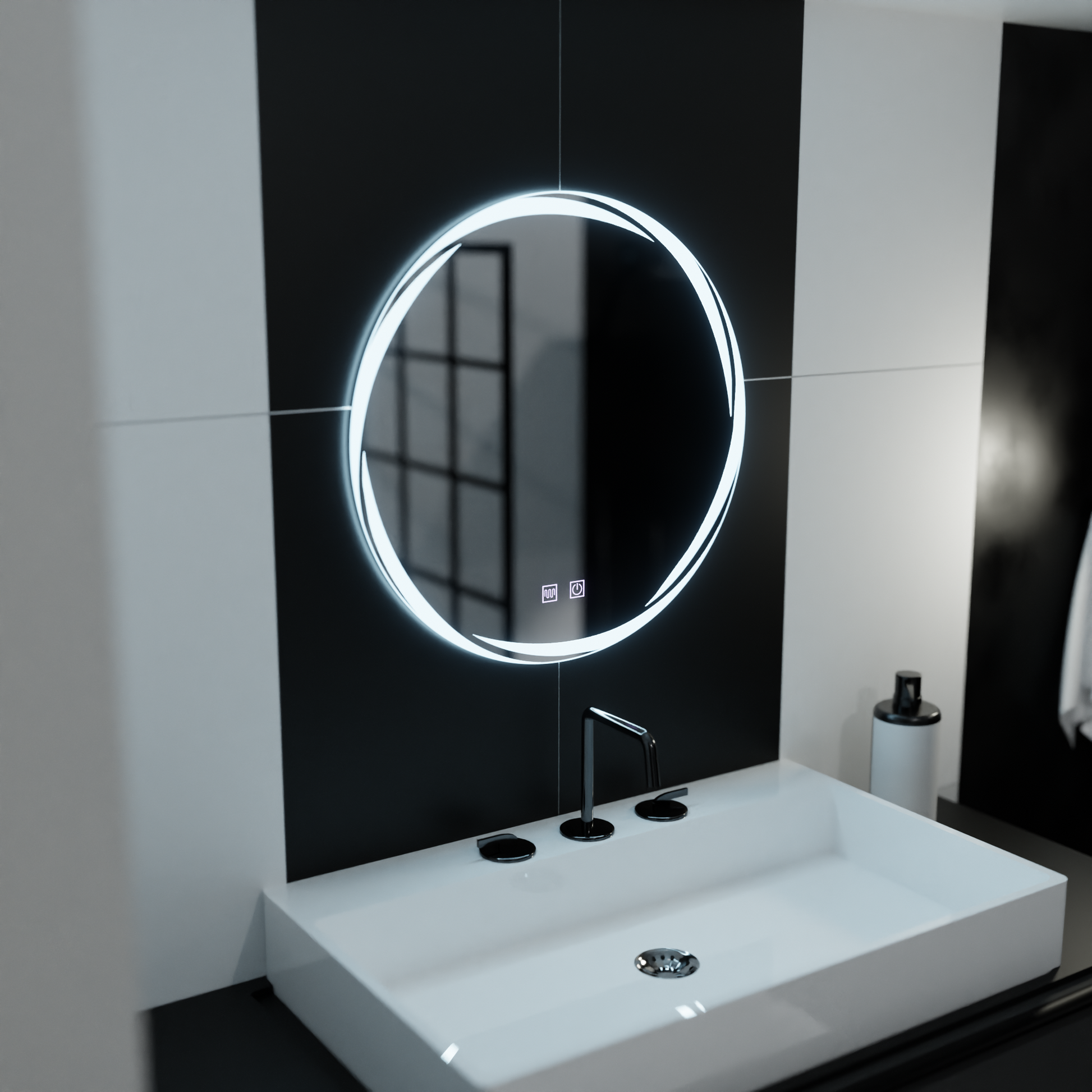 Okrągłe lustro LED 60 cm, Spirallus Touch, system odmgławiania, ściemniane lustra Korman E Domyślny tytuł Alessandro Design