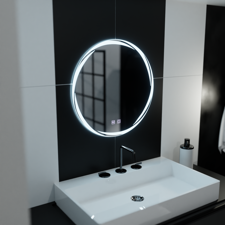 Okrągłe lustro LED 60 cm, Spirallus Touch, system odmgławiania, ściemniane lustra Korman E Domyślny tytuł Alessandro Design