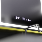 Prostokątne lustro LED, 50x70 cm, Verite Royale Gold Motion Glow Marcello, system przeciwmgielny, zegar i termometr, przyciemniane lustra Marcello Domyślny tytuł Alessandro Design
