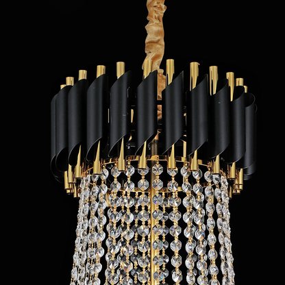 Żyrandol kryształowy CC900/800X1200, 23xE14, średnica 80 cm, wysokość 120 cm, błyszczące złoto i czerń, regulowana wysokość, elegancki wygląd Żyrandole kryształowe Domyślny tytuł Alessandro Design