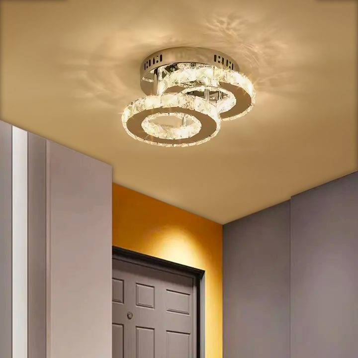 Żyrandol kryształowy LED ROYALO ROTONDA 26W, 2 koła, światło zimne/ciepłe/neutralne, błyszczący chrom Żyrandole LED Domyślny tytuł Alessandro Design