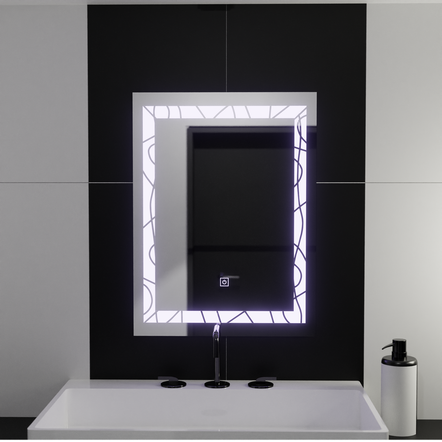 Prostokątne lustro LED, 60x80cm, rama Deco Basic Touch Lustra Korman C Domyślny tytuł Alessandro Design