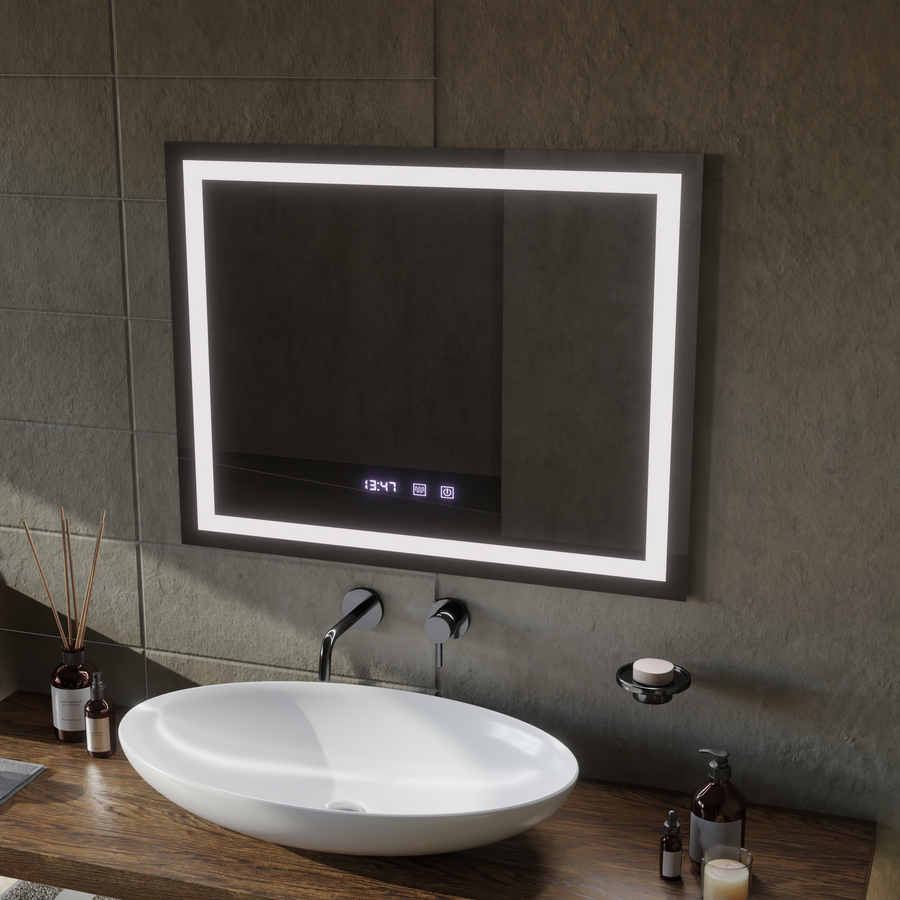 LED Touch MODENA System odmgławiania lusterek, zegar i temperatura 80x60 cm Lustra Korman S Domyślny tytuł Alessandro Design