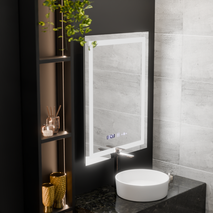 Prostokątne lustro LED, 75x90cm, Verite MotionGlow Marcello, system odmgławiania, zegar i termometr, przyciemniane lustra Marcello Domyślny tytuł Alessandro Design