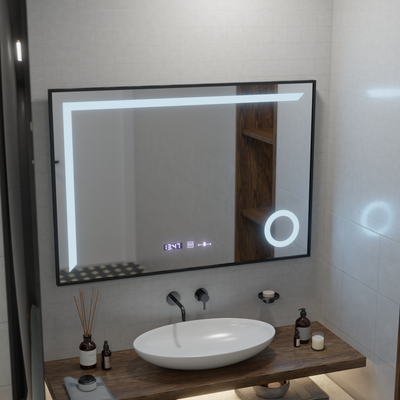 Czujnik LED Motion Blowl Sofia z funkcją rozprzestrzeniania termometr 110x75 cm ciepłe/zimne światło/neutra dimable, czarna rama pędzla, kolekcja Marcello Funghi