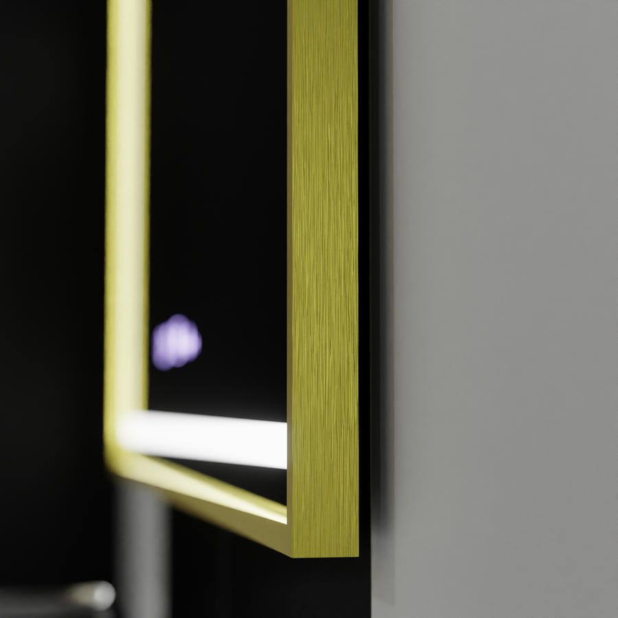 Prostokątne lustro LED, 120x80cm, Verite Royale Gold MotionGlow Marcello, system odmgławiania, zegar i termometr, przyciemniane lustra Marcello Domyślny tytuł Alessandro Design
