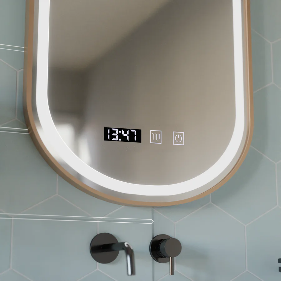 Owalne lustro LED, 50x80 cm, czujnik Roven Marcello MotionGlow, system odmgławiania, zegar i termometr, przyciemniane lustra Marcello Domyślny tytuł Alessandro Design