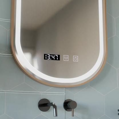 Owalne lustro LED, 50x80 cm, czujnik Roven Marcello MotionGlow, system odmgławiania, zegar i termometr, przyciemniane lustra Marcello Domyślny tytuł Alessandro Design