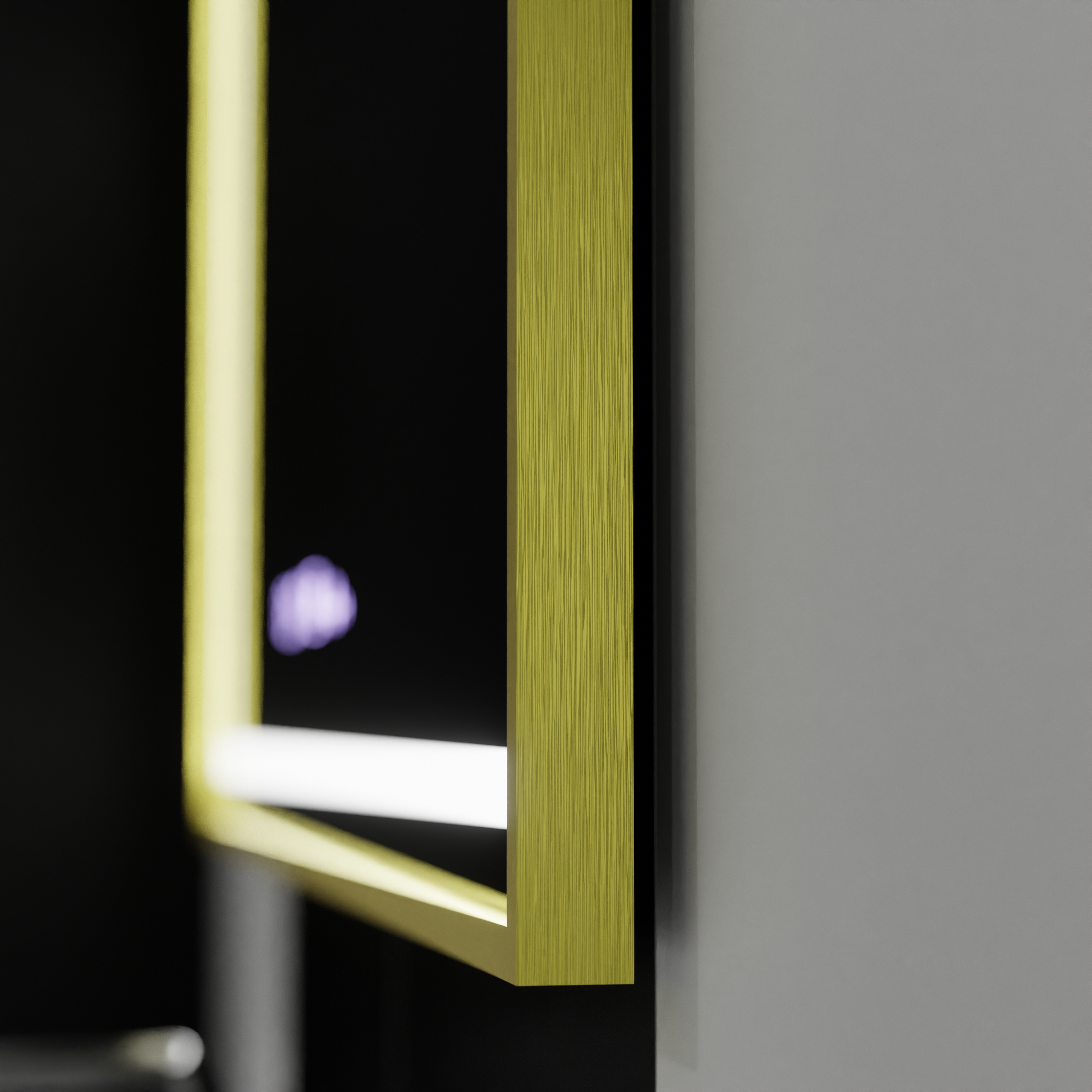 Prostokątne lustro LED, 100x65 cm, Verite Royale Gold Motion Glow Marcello, system odmgławiania, zegar i termometr, przyciemniane lustra Marcello Domyślny tytuł Alessandro Design