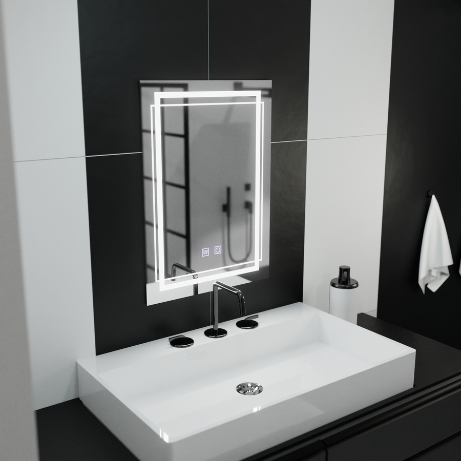 Prostokątne lustro LED, 60x80cm, KOVEN Touch, system odmgławiania, ściemniane lustra Korman E Domyślny tytuł Alessandro Design