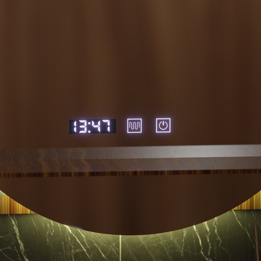 Lustro LED Touch Alfred System odmgławiania, zegar i temperatura 60x60 cm Ze zintegrowanymi lusterkami pomocniczymi Korman S Domyślny tytuł Alessandro Design