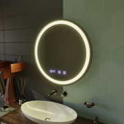 Lustro dotykowe LED NOVARA System odmgławiania, zegar i temperatura 90 cm Czarna rama Lustra szczotkowane Korman S Domyślny tytuł Alessandro Design