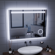 Prostokątne lustro LED, 80x60 cm, dotyk fortepianowy, system odmgławiania, możliwość przyciemniania, zimne światło 6000 K Lustra Korman E Domyślny tytuł Alessandro Design