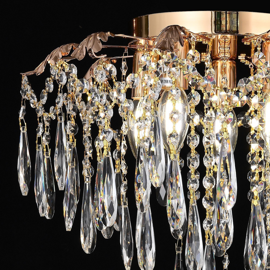 Żyrandol Kryształowy LUMIRA Eleganza, 5x E14, Średnica 48cm, Błyszczące Złote Żyrandole Kryształowe Domyślny Tytuł Alessandro Design