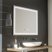 Prostokątne lustro LED, 100x75 cm, Verite MotionGlow Marcello, system usuwania zamglenia, zegar i termometr, przyciemniane lustra Marcello Tytuł domyślny Alessandro Design
