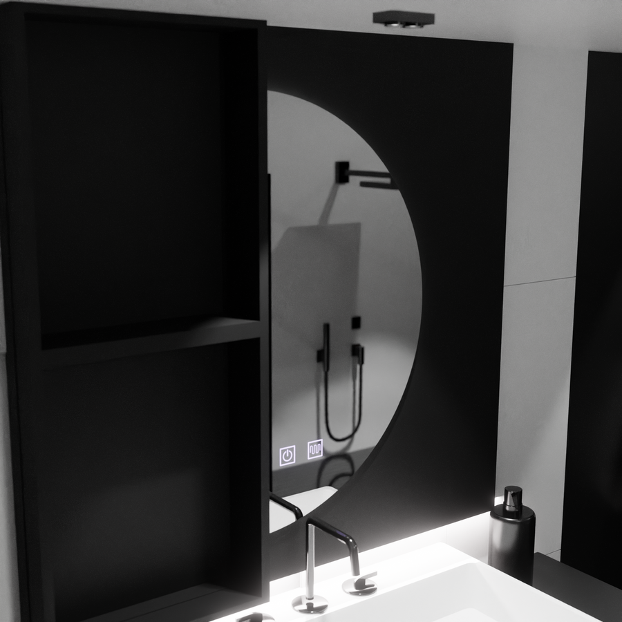 Lustro LED Semiluna 50x100cm, Arcuate Touch, system odmgławiania, ściemniane lustra Korman E Domyślny tytuł Alessandro Design