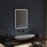 Lustro LED Touch LUCIDA System odmgławiania, zegar i temperatura 60x80 cm Rama Czarne szczotkowane lustra Korman S Domyślny tytuł Alessandro Design