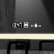 Prostokątne lustro LED, 80x60 cm, definicja MotionGlow Marcello, system usuwania zamglenia, zegar i termometr, lupa kosmetyczna, przyciemniane lustra Marcello Domyślny tytuł Alessandro Design