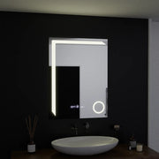 Prostokątne lustro LED, 60x80 cm, Precision MotionGlow Marcello, system usuwania zamglenia, zegar i termometr, lupa kosmetyczna, przyciemniane lustra Marcello Domyślny tytuł Alessandro Design