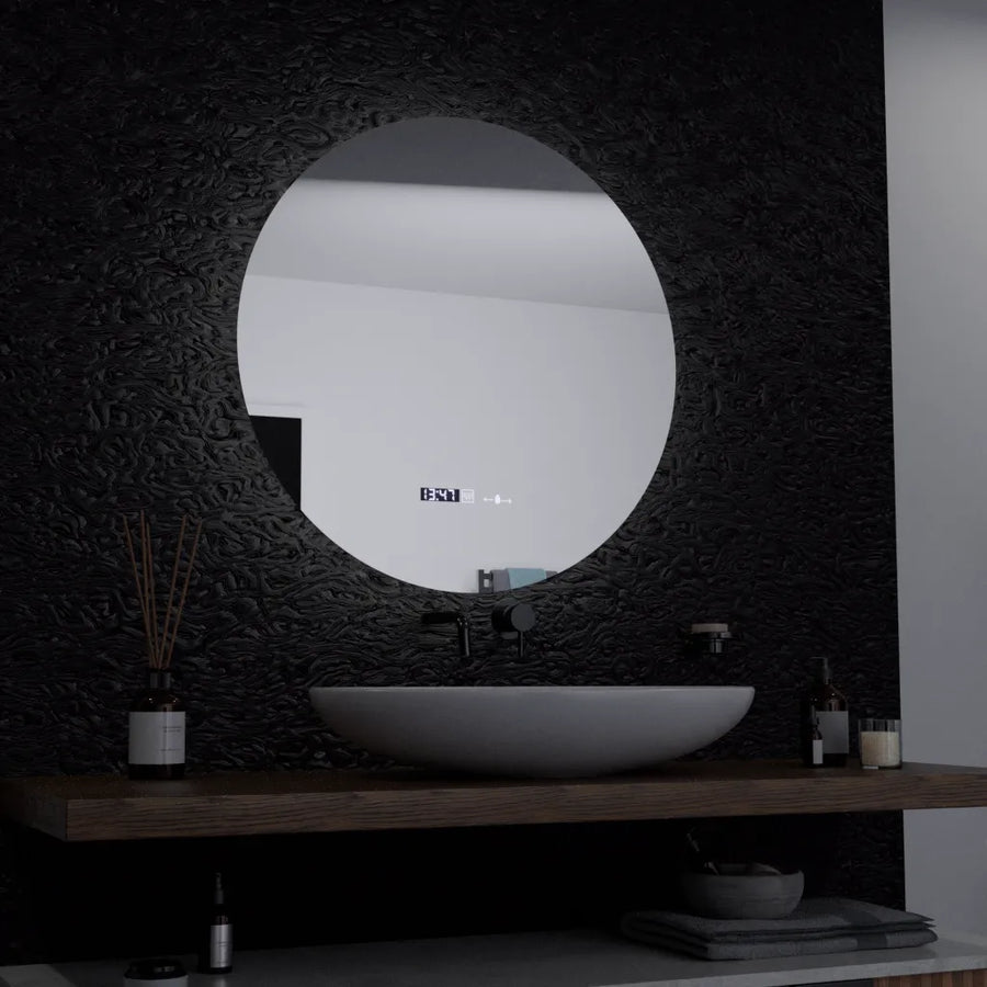 Okrągłe lustro LED, 60 cm, Serenite MotionGlow Marcello, system odmgławiania, zegar i termometr, przyciemniane lustra Marcello Domyślny tytuł Alessandro Design