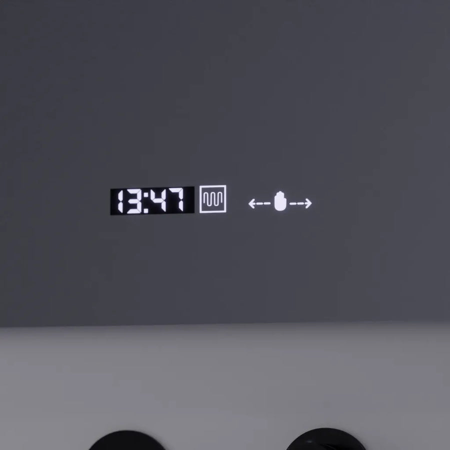 Prostokątne lustro LED, 80x60 cm, Precision MotionGlow Marcello, system usuwania zamglenia, zegar i termometr, lupa kosmetyczna, przyciemniane lustra Marcello Domyślny tytuł Alessandro Design