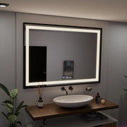Prostokątne lustro LED, 100x65 cm, Verite Majeste Noir Motion Glow Marcello, system odmgławiania, zegar i termometr, przyciemniane lustra Marcello Domyślny tytuł Alessandro Design