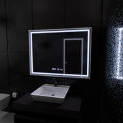Prostokątne lustro LED, 80x60 cm, Verite Imperial Silver Motion Glow Marcello, system przeciwmgielny, zegar i termometr, przyciemniane lustra Marcello Domyślny tytuł Alessandro Design