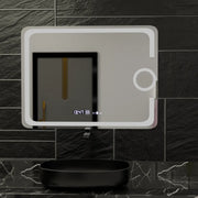 Prostokątne lustro LED, 80x60 cm, Eclat MotionGlow Marcello, system przeciwmgielny, zegar i termometr, lupa kosmetyczna, przyciemniane lustra Marcello Domyślny tytuł Alessandro Design