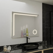 Prostokątne lustro LED, 100x80 cm, Precision MotionGlow Marcello, system usuwania zamglenia, zegar i termometr, lupa kosmetyczna, przyciemniane lustra Marcello Domyślny tytuł Alessandro Design