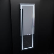 Prostokątne lustro LED, 45x140 cm, czujnik radarowy Giulia Marcello, system odmgławiania, zegar i termometr, Dimabila, lusterka Dressing Couture Domyślny tytuł Alessandro Design