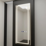 Prostokątne lustro LED, 60x150 cm, czujnik radarowy Alessia Marcello, system przeciwmgielny, zegar i termometr, dimabila, lustra Dressing Couture Domyślny tytuł Alessandro Design