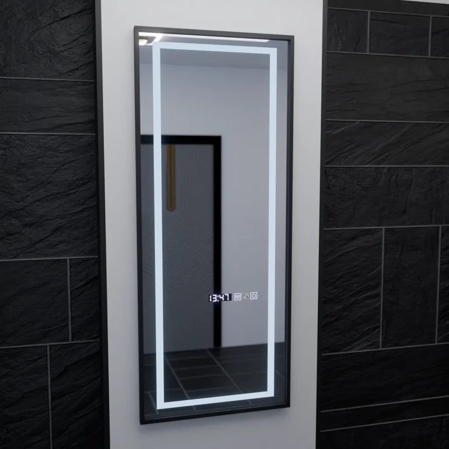 Prostokątne lustro LED, 60x150 cm, czujnik radarowy Bianca Marcello, system odmgławiania, zegar i termometr, Dimabila, lustra Dressing Couture Domyślny tytuł Alessandro Design