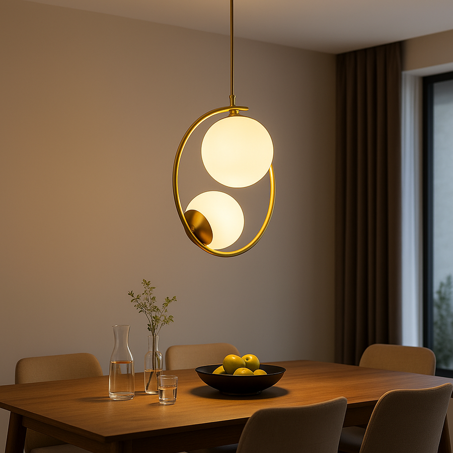 Żyrandol LOFT Atelier, 2x E27, białe złoto, metal, regulowana wysokość Nowoczesne żyrandole Domyślny tytuł Alessandro Design